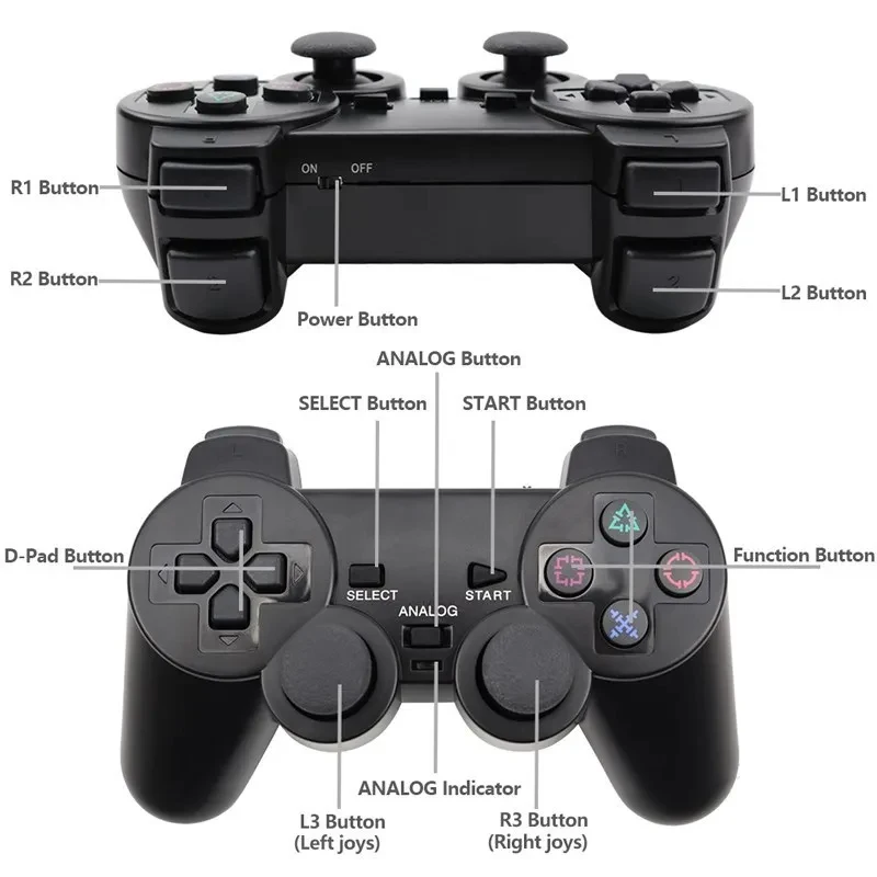 Color: black - Wireless Gamepad for Sony PS2 Controller for Playstation 2 Console Joystick 2.4G Double Vibration Shock Joypad USB PC Game