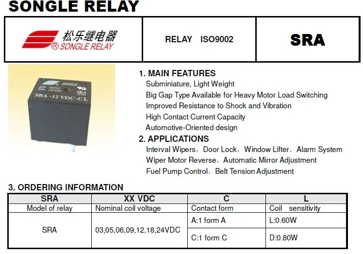 Size: M - 5Pcs SONGLE 5V 12V 24V 20A 14VDC T74 Power Relay SRA-05VDC-CL SRA-12VDC-CL SRA-24VDC-CL 5Pin Conversion type Automobile relay
