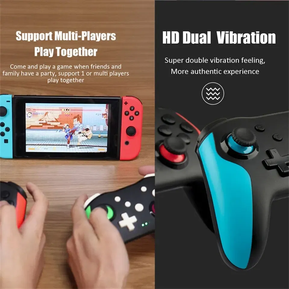 Color: GOLD - GAMINJA NS009 Bluetooth Game Controller Wireless Gamepad For Nintendo Switch Console PS3 PC Windows 7 10 Dual Vibration Joystick