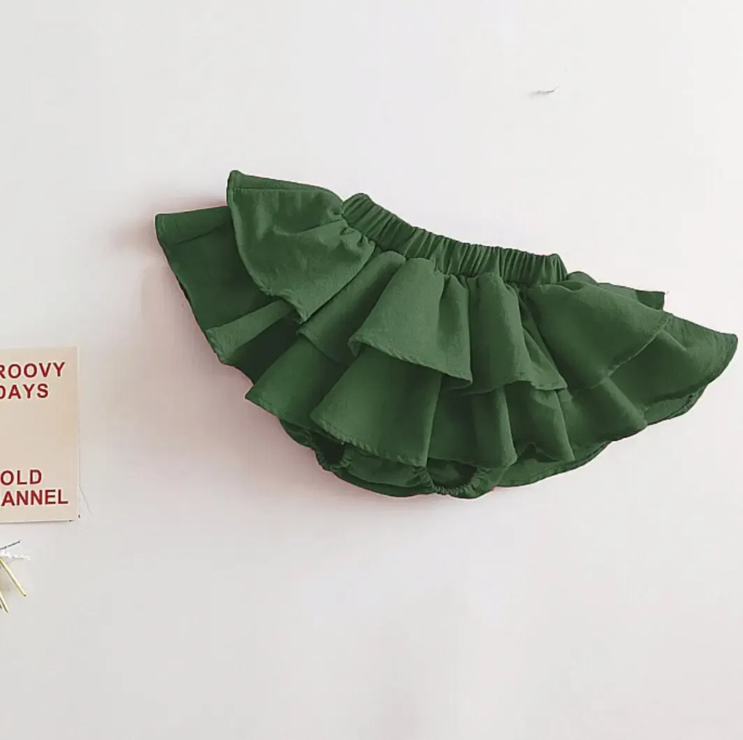 Color: green, Kid Size: 3M - Double Layers Ruffles Lace Baby Skirt Pants Summer Cotton Linen Kids Pettiskirt Toddler Dancing Wedding Clothing Tutu Skirt