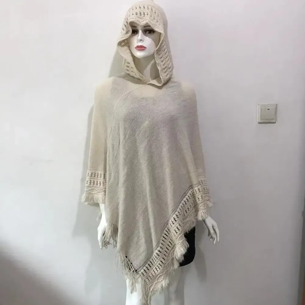 Color: SKY BLUE, Size: One Size - New Women Ladies Tassel Cape Coat Fringe Poncho Oblique Stripe Coat Bohemian Shawl Scarf
