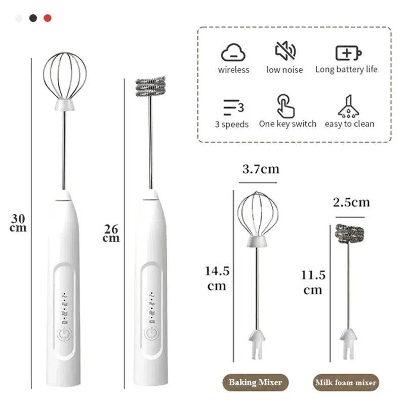 Color: Lavender - 2-in-1 multi-function USB Rechargeable Electric Egg Beater Baking Mixer Milk Frother Kitchen Gadgets Coffee Stirrer Tools Dining
