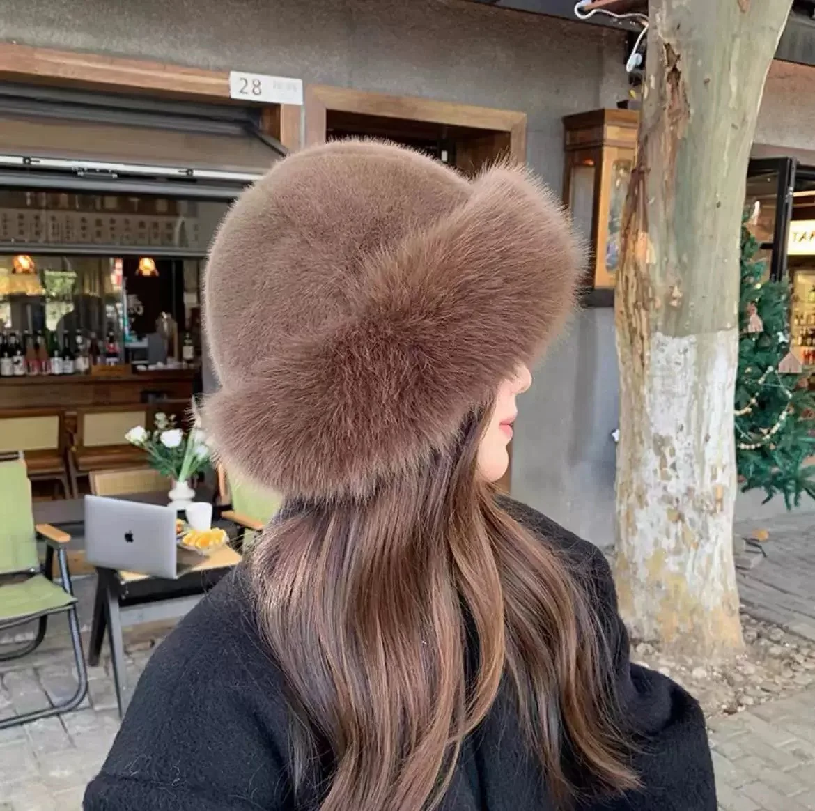 Color: green - Warm Warm Hat Casual Plush Fluffy Plush Cap Versatile Solid Hat for Holiday Season