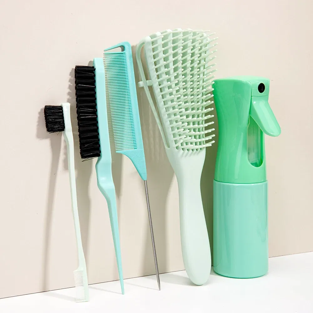 Color: Green - 5 Pcs/Set Hair Brush Detangling Brush Scalp Massage Hair Comb Green  Adjust Octopus Curly Comb Women Detangle Hairbrush Salon