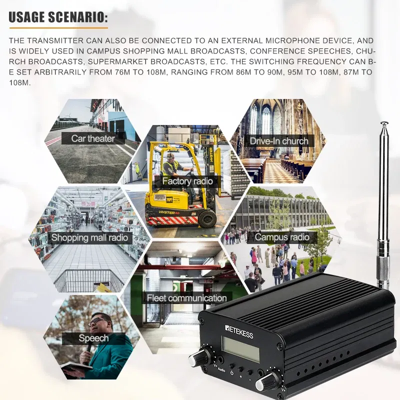 Color: Black, Ships From: CHINA - Retekess TR509 Wireless FM Broadcast Transmitter Stereo Radio Station Campus Amplifier AUX Input For Drive-in Church Cinemas