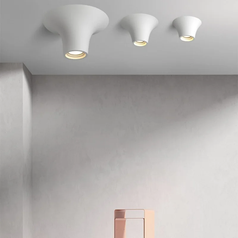 Body Color: Blue, Emitting Color: Warm White - Recessed Gypsum COB Downlight Ceiling Lamp Borderless LED Living Room Bedroom Anti-Glare Plaster Spotlight AC110V/220V 10W