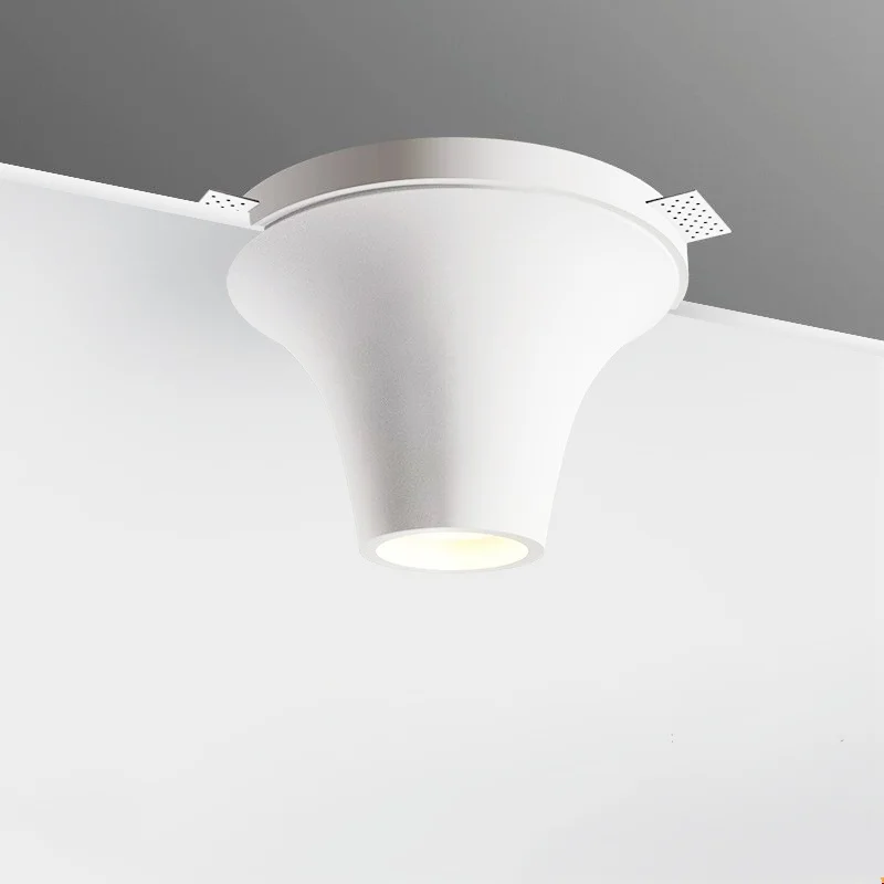 Body Color: Blue, Emitting Color: Warm White - Recessed Gypsum COB Downlight Ceiling Lamp Borderless LED Living Room Bedroom Anti-Glare Plaster Spotlight AC110V/220V 10W