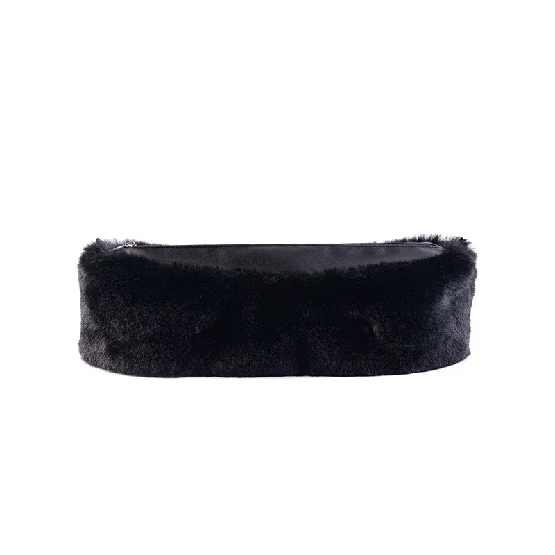 Color: Orange - New  Autumn winter obag  Faux Rex Rabbit fur zipper up furry Trim  Inner pocket for Classic Mini O bag Accesorios