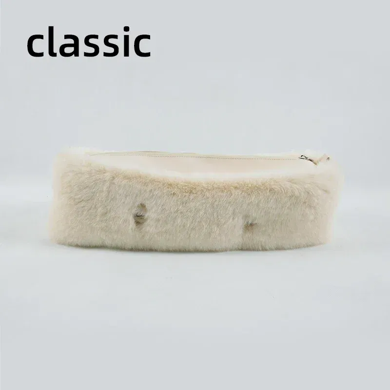 Color: Orange - New Autumn winter obag Faux Rex Rabbit fur zipper up furry Trim Inner pocket for Classic Mini O bag Accesorios