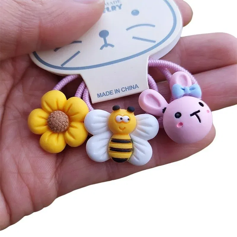 Color: Light Grey - 3PCS New Cute Cartoon Rainbows Princess Headwear Kids Elastic Hair Bands Children Tie Girls Accessories Baby Headdress