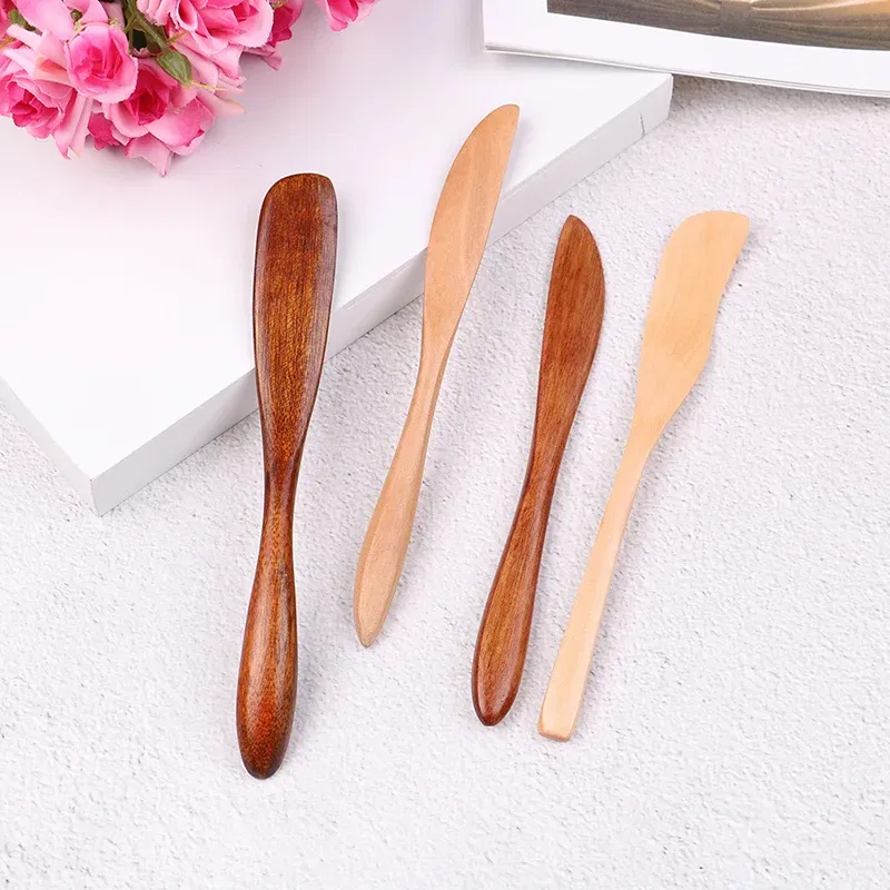 Color: Red - Wooden Marmalade Knife Mask Butter Knife Cheese Dessert Jam Tabeware Dinner Breakfast Toast Bread Thick Handle Knife Kichen Tool