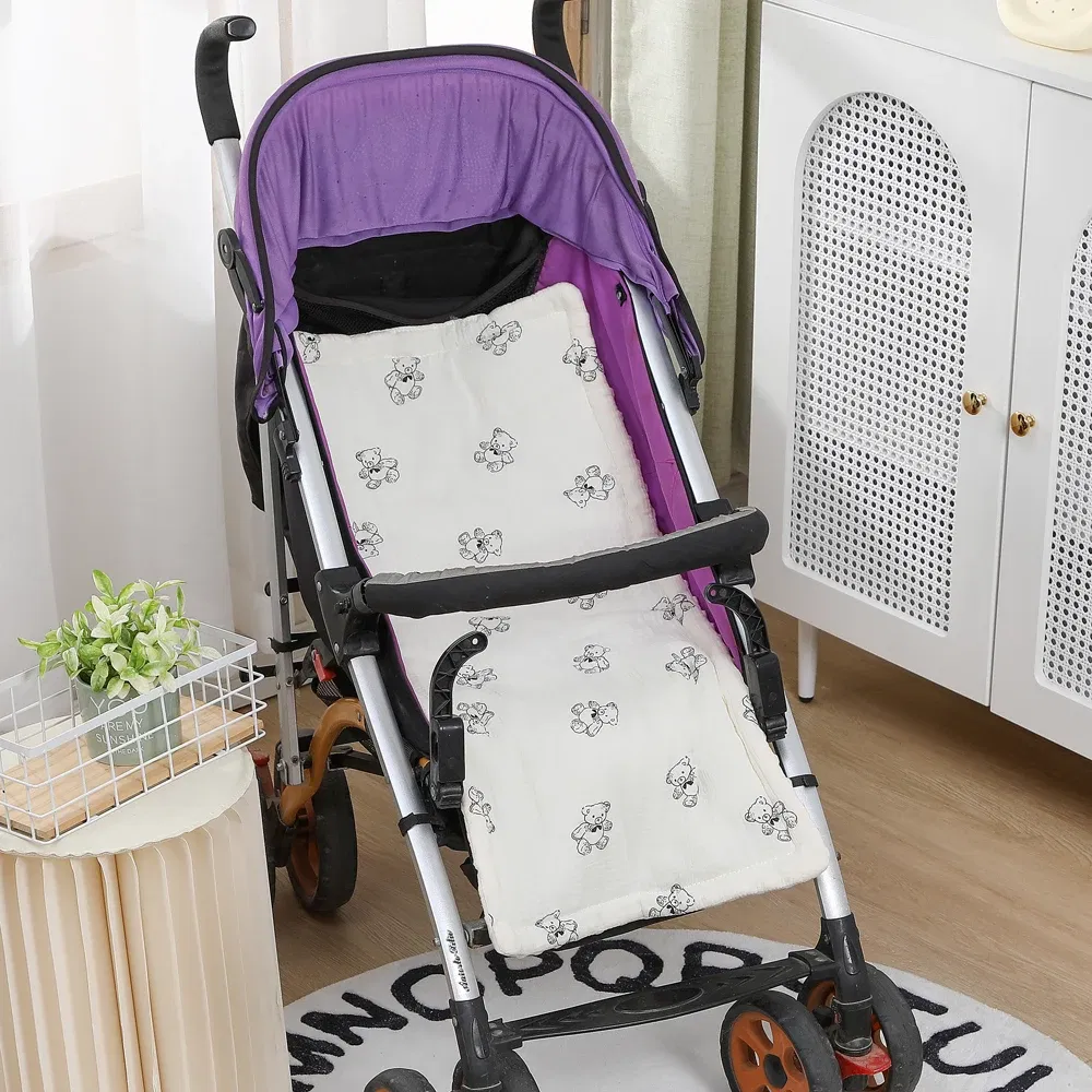 Color: Beige - Baby Stroller Seat Cushion Soft Mattress Kids Pushchair Car Mat Stroller Accessories