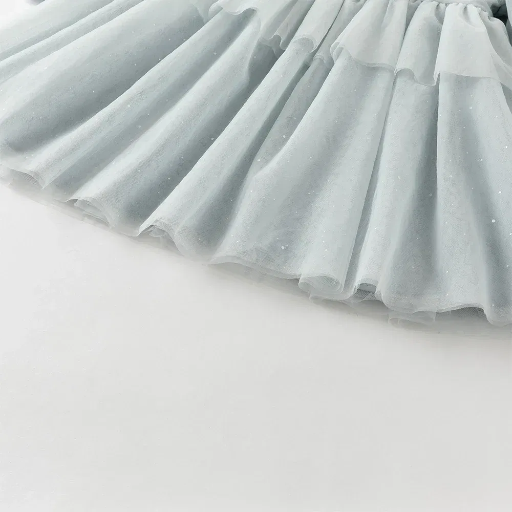 Dave Bella Girls Baby Princess Dress Autumn Gentle Charm Sweet Cute Bow Kids Blue Elegant Mesh Dress Party Outdoor DB3252656