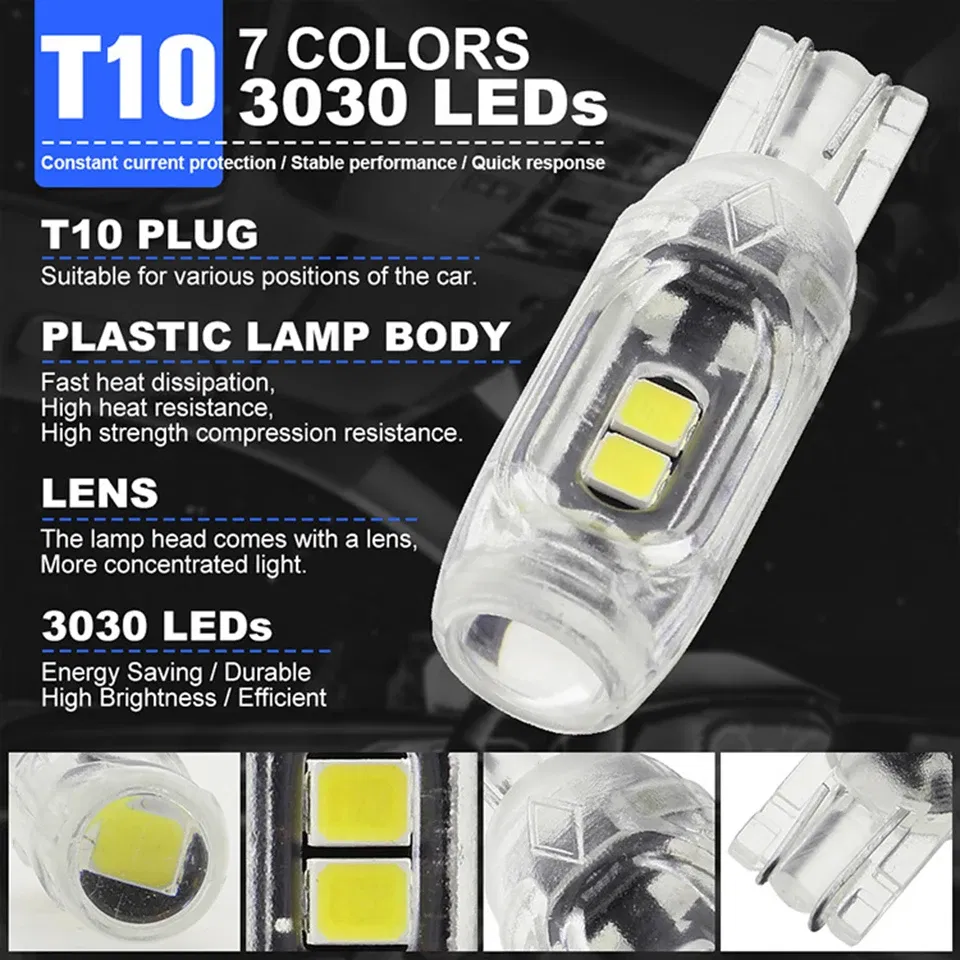 Emitting Color: Crystal Blue - New T10 LED W5W Super bright Polarity Free Plastic Protect smd Car Interior Light Read Door License Plate Wedge Lamp 12V White