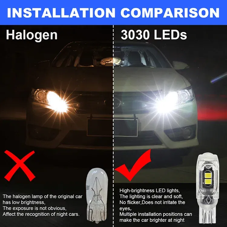 Emitting Color: Crystal Blue - New T10 LED W5W Super bright Polarity Free Plastic Protect smd Car Interior Light Read Door License Plate Wedge Lamp 12V White