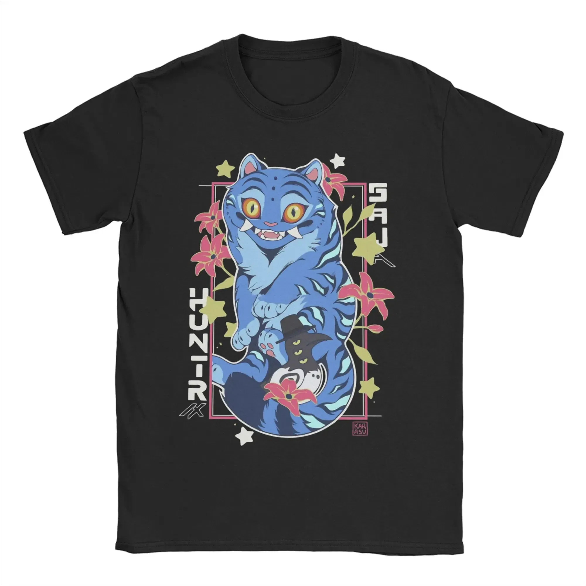 Color: Yellow, Size: XXL - Derpy Tiger Cat T Shirt Men Women's Cotton Unique T-Shirt Round Collar Huntrix Kpop Demon Hunters Tees Short Sleeve 4XL 5XL 6XL