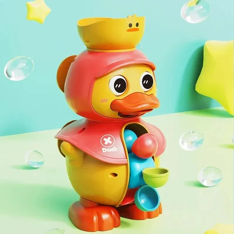 Color: green - Kids Shower Bath Toys Cute Duck Bathtub Toys for Toddlers 1-4 Years Old with Rotating Water Wheels Bathroom Power Suction Water