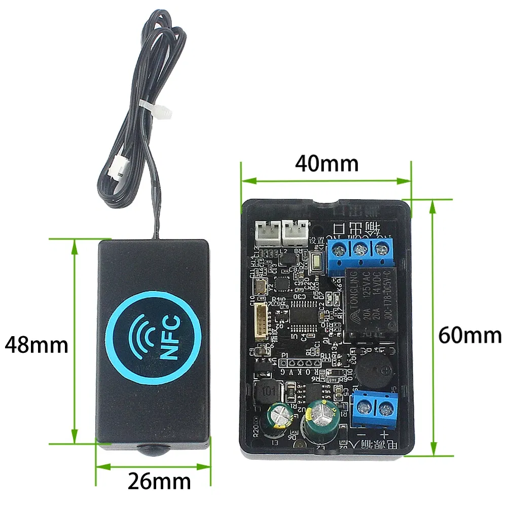 Color: Green - Mobile phone NFC fingerprint relay control module DC10V-120V IC card induction access controller Switch locomotive car unlock