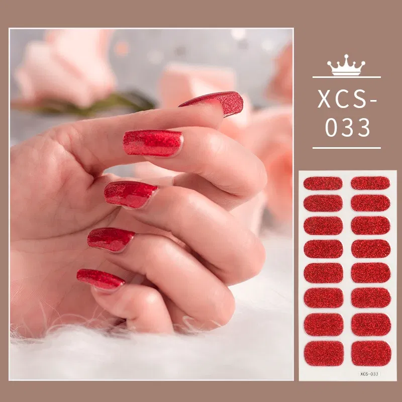 Color: Dark skin - 1pc Nail Art Sticker Laser Shiny Sequins Polish Wraps Double Ended Adhesive Strips Fashion Stickers Manicure Decor