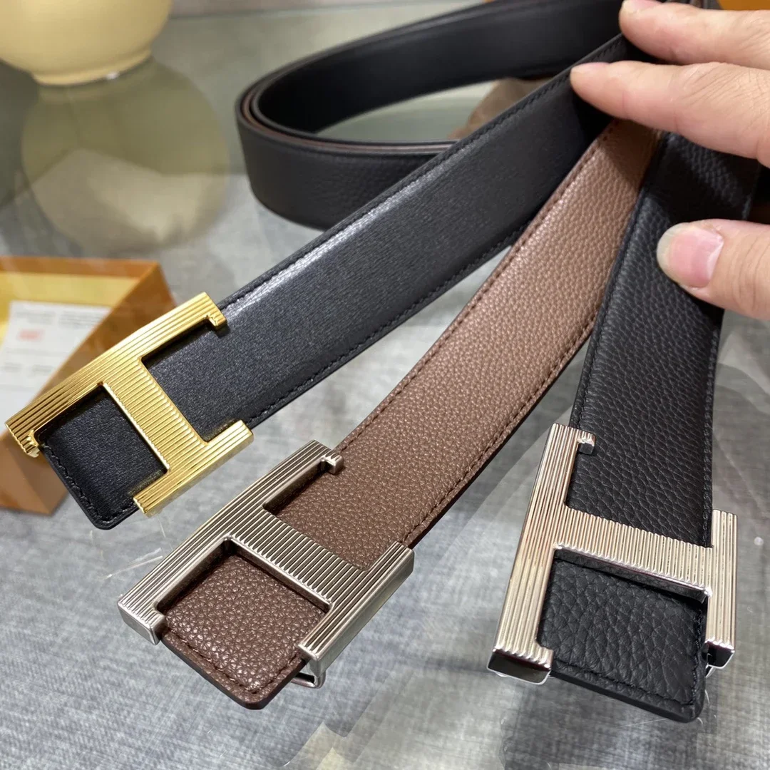 Color: black, Belt Length: 120cm - New Style Leather Belt for Men and Women, Classic Cowhide T Buckle Design Belt, Light Luxury, Classic and Versatile Gift