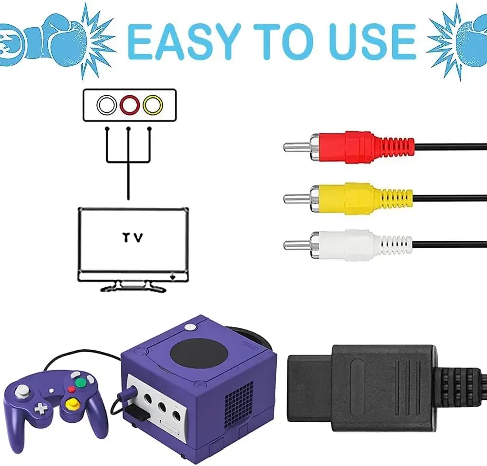 Bundle: Bundle 1 - AC Power Supply for Gamecube, AV Composite Cable Cord Compatible with Gamecube NGC Console