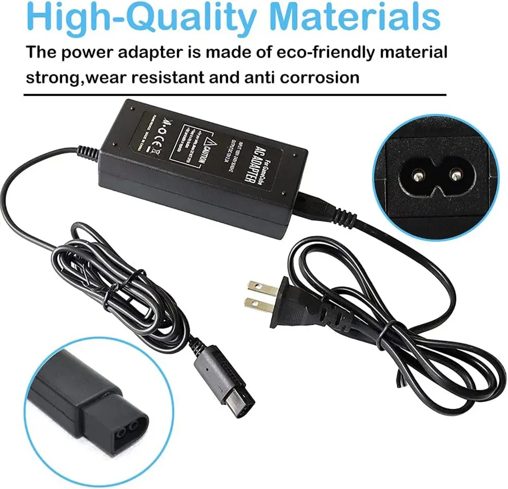 Bundle: Bundle 1 - AC Power Supply for Gamecube, AV Composite Cable Cord Compatible with Gamecube NGC Console