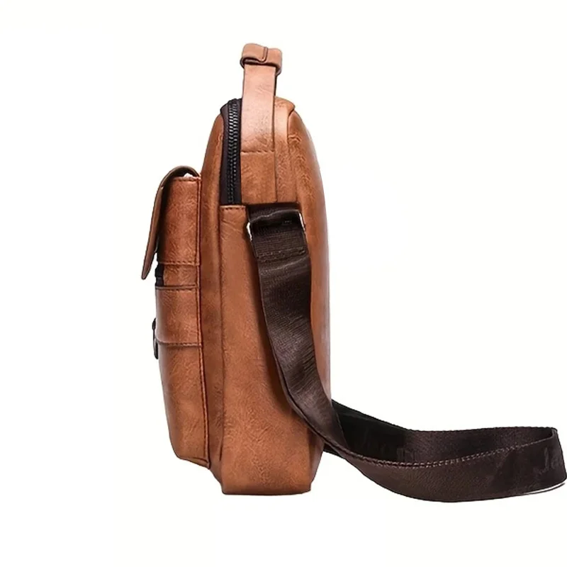 Color: Brown - Neutral style shoulder bag for men and women, single strap, cross-body, business style, backpack, casual and fashionable
