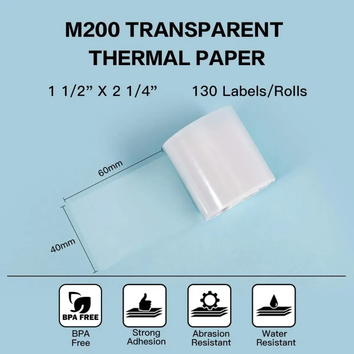 Color: RED - Original M110 M220 Clear Thermal Labels -1.57"x2.36" (40x60mm) Transparent Waterproof Label Refills Compatible with Phomemo M110