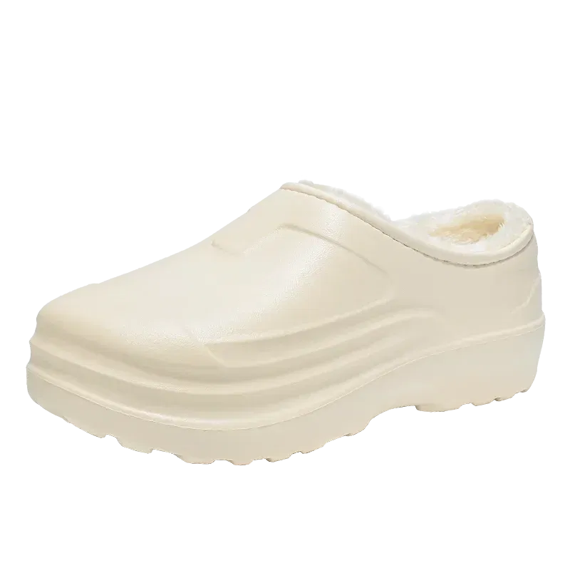 Color: Beige, Shoe Size: 43 - Eva Men's Chef Slippers Winter Slipper for Men Home Cotton Shoes Water Proof Anti-slip Keep Warm Height-increasing New Arrival
