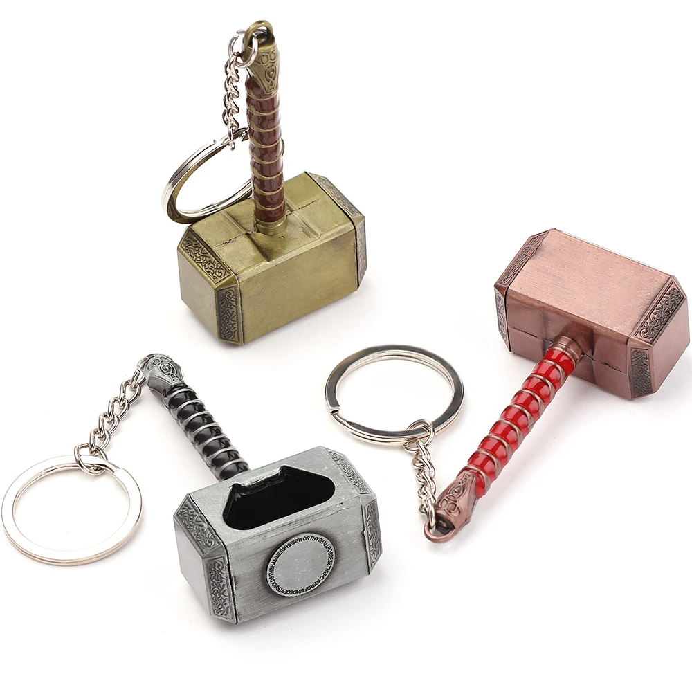 Color: Pink, Ships From: CHINA - Avengers Thor's Hammer Pendant Keychain Superhero Thor Odinson Opener Beer Bottle Openers Keyring Accessories
