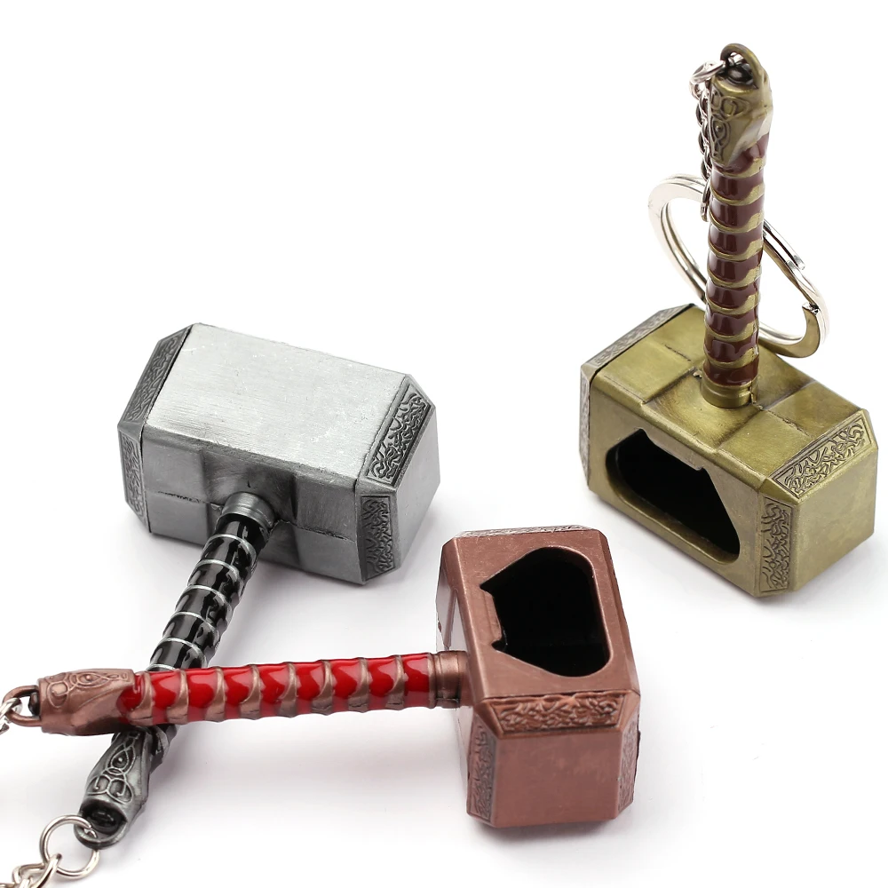 Color: Pink, Ships From: CHINA - Avengers Thor's Hammer Pendant Keychain Superhero Thor Odinson Opener Beer Bottle Openers Keyring Accessories