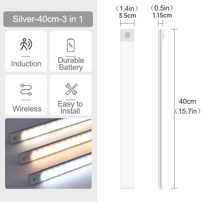 Emitting Color: Navy Blue - Under Cabinet Lights LED Motion Sensor Night Light Thin Rechargeable Dimmable Lamps Kitchen Cabinet Bedroom Wardrobe Lighting