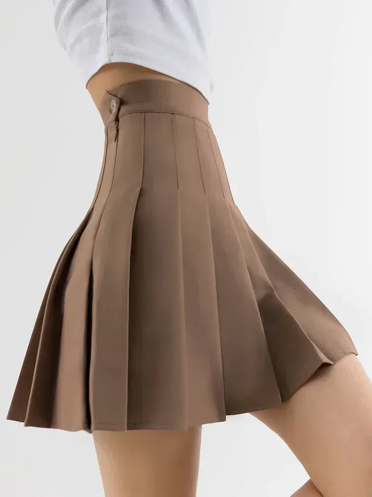 Color: Dark Grey, Size: S - High Waist Pleated Skirt Slim A-Line Mini Harajuku Punk Sexy Female Summer Gothic Clothes Korean Fashion Clothing