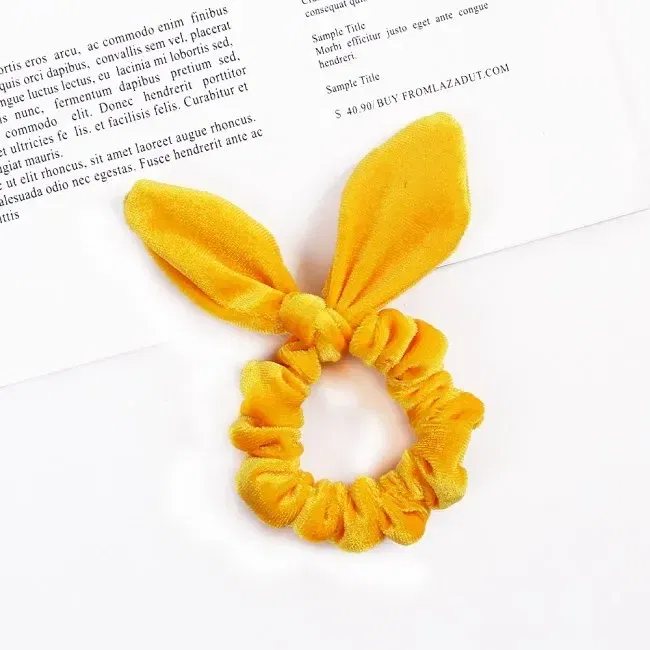 Color: green - New Velvet Scrunchies Girls/Women velvet Bunny Ear Knot Bow Hair Bands Rabbit Ear Hair tie Ponytail Hair Accessories
