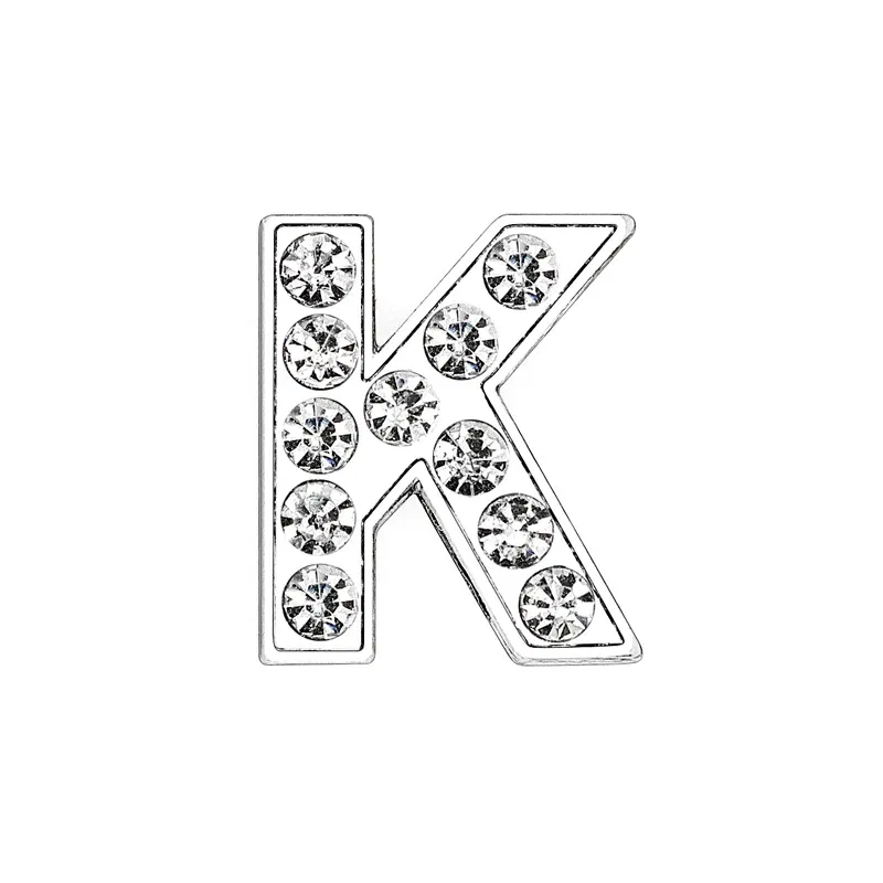 Color: Gold - Rhinestone Slide Letter Charms For Jewelry Making Women Bracelet 8mm Alphabet A-Z Pet Collar Necklace DIY Accessories Gift