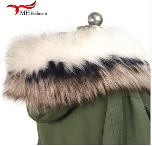 Color: GRAY, Size: XXS - 100% Real Raccoon Fur Scarf Coat Collar Ladies Winter Luxury Authentic Raccoon Warm Neck Shawl Coat Collar Furry Shawl Women