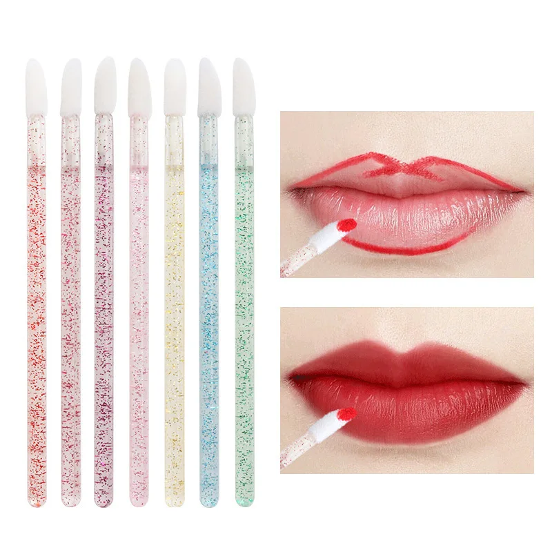 Handle Color: Pink - 100/300PCS Disposable Lip Brush Makeup Brushes Lipstick Applicator Wands Wholesale Eyelashes Extension Tool Beauty Accessories