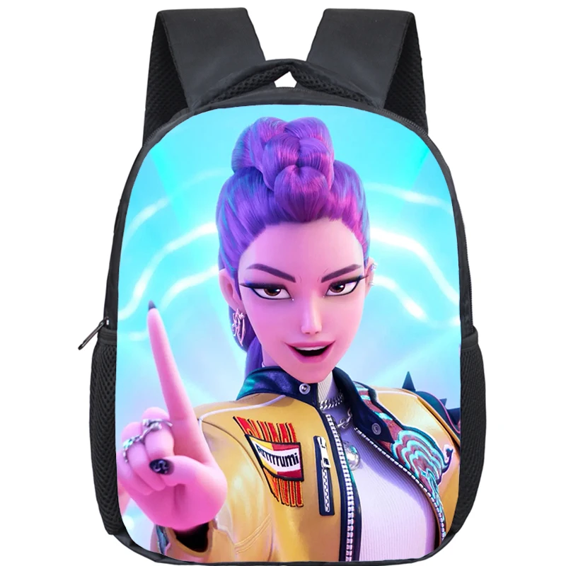 Color: SKY BLUE - KPop Demon Hunters School Bags 12inch Lightweight Children Backpack Girls Boys Orthopedic Kids Book Bags Back To School Mochilas