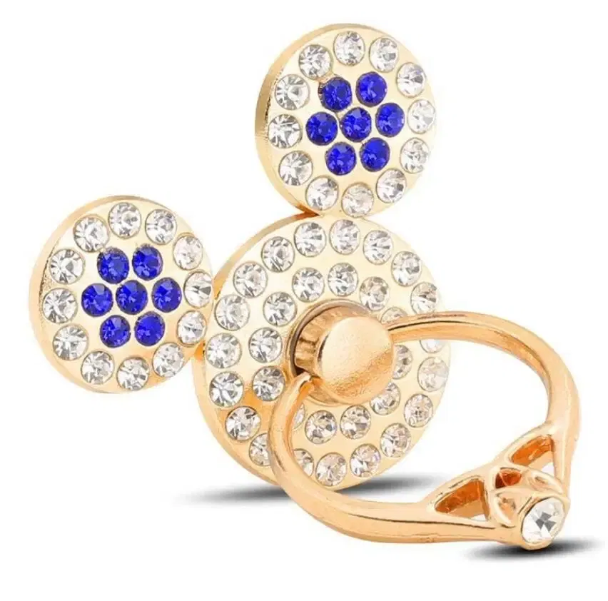 Color: WHITE - Cute Anime Mickey Mouse Minnie Phone Finger Ring Holder With Diamond Kawaii High Quality Mobile Stand For Iphone 13 14 Huawei