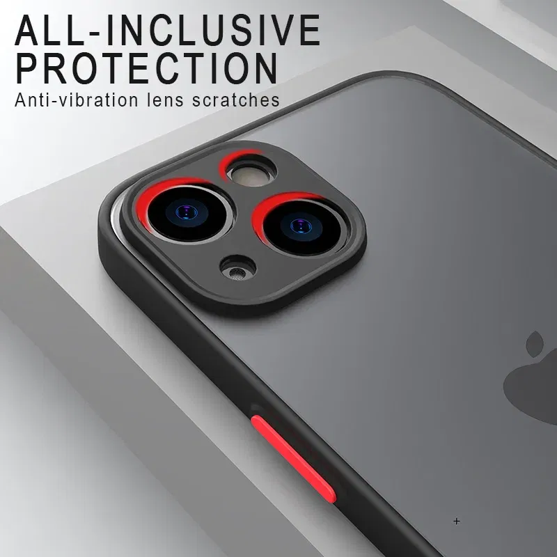 Material: PC + TPU, Color: Red - Matte Phone Case for IPhone 13 12 11 14 Pro Max Mini Luxury Soft Silicone Shockproof Case for IPhone X XS Max XR 15 7 8 Plus SE
