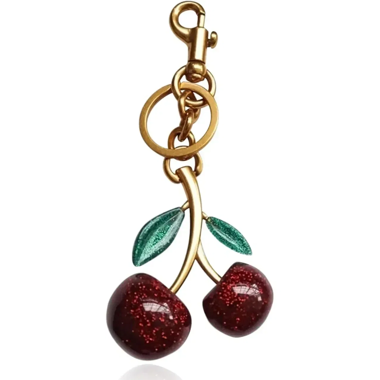 Color: Red - Cherry Bag Charm Cherry Keychain Charm Metal Accessory Sparkling Resin For Coach Purses And Bags, Red, Black, Pink