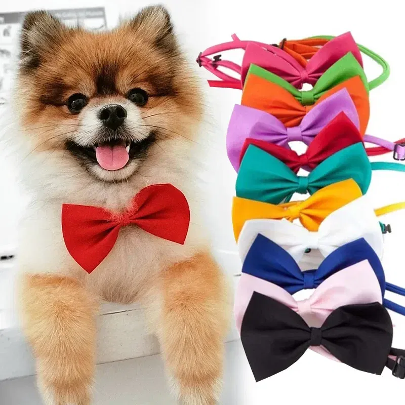 Color: Navy Blue - Pet Dog Cat Necklace Adjustable Strap for Cat Collar Dogs Accessories pet dog bow tie puppy bow ties dog Pet supplies