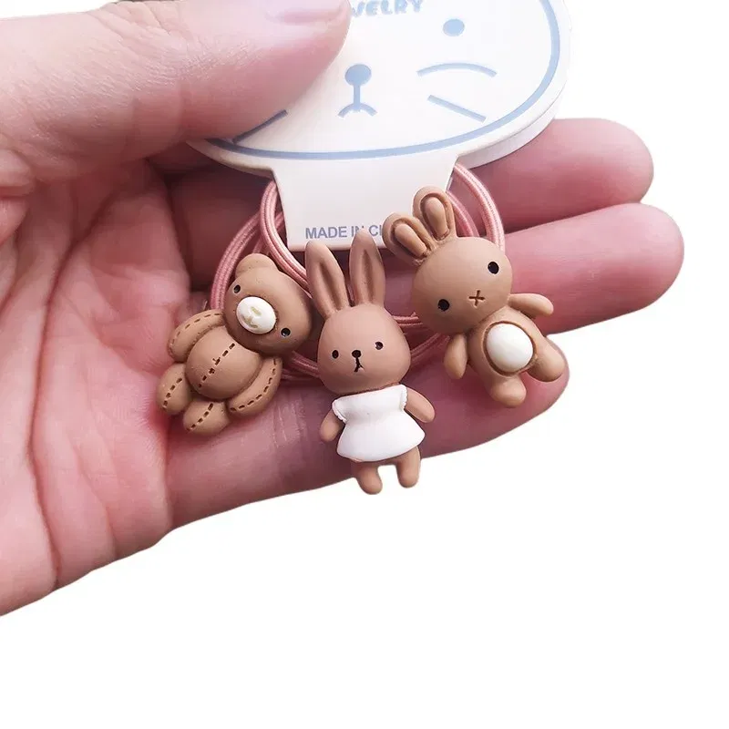 Color: Dark Khaki - 3PCS New Cute Cartoon Rainbows Princess Headwear Kids Elastic Hair Bands Children Tie Girls Accessories Baby Headdress