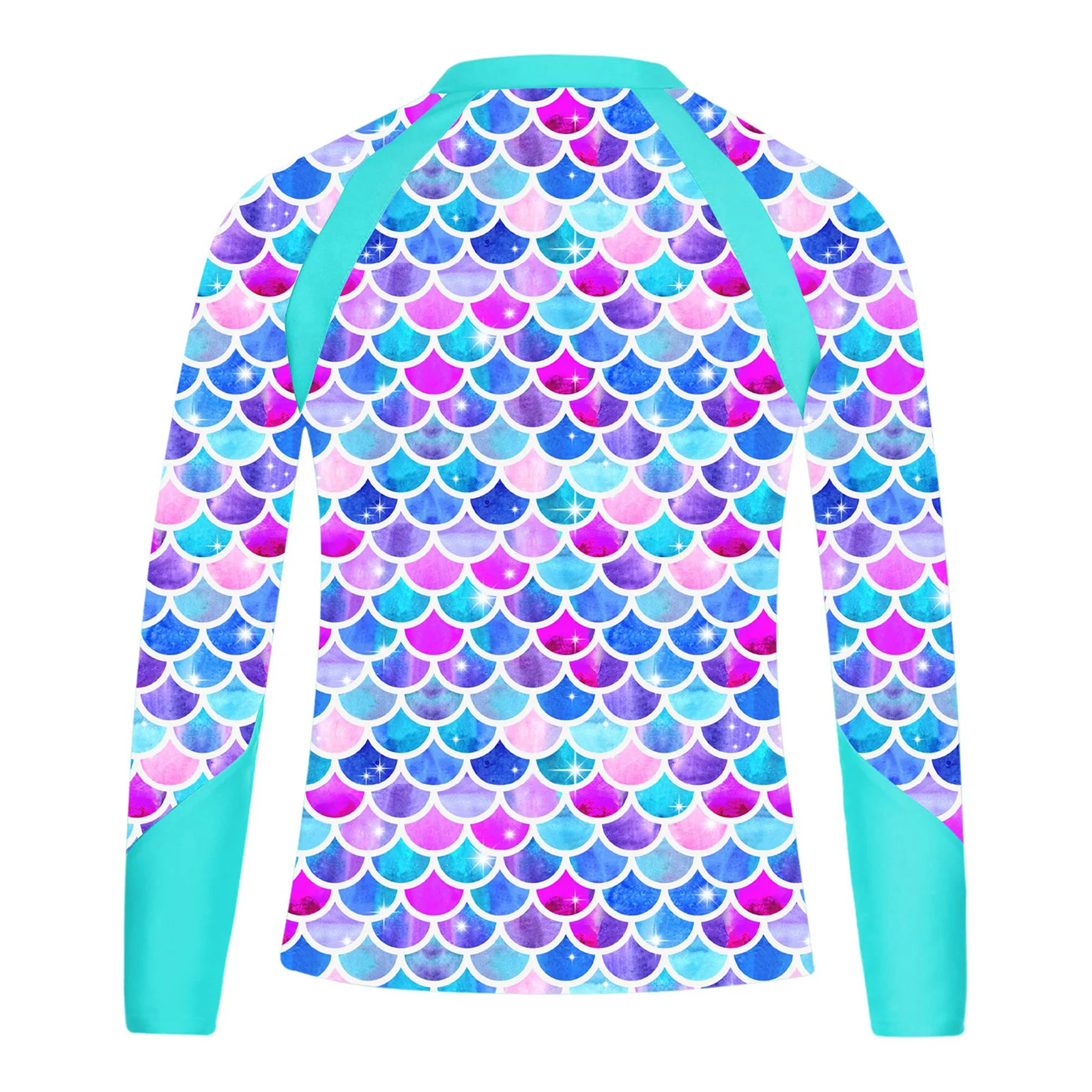 Color: Blue, Kid Size: 18M - Girls Swim Top Floral Printed Rash Guard T Shirt Long Sleeve Mermaid Costume Swimwear Beachwear UPF 50+ Surfing Bathing Tops