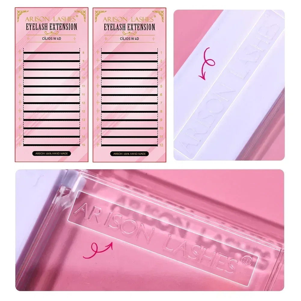 Color: LIGHT BLUE, Curl: D, Thickness: 0.07mm, Length: 10mm - ARISON LASHES W Shape 3/4/5/6D Eyelashes Extension Premade Volume Fans YY-shape Lashes Faux Mink Soft Easy Faning Natural Lashes