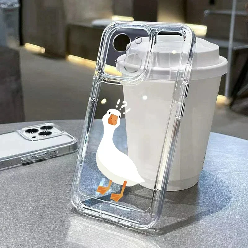 Color: black, Compatibility by Model: iPhone 14 Pro - Cute Duck Phone Case For iPhone 16 15 14 13 12 11 Pro Max XS X XR 7 8 Plus Mini SE 2020 2022 Mobile Funda Transparent