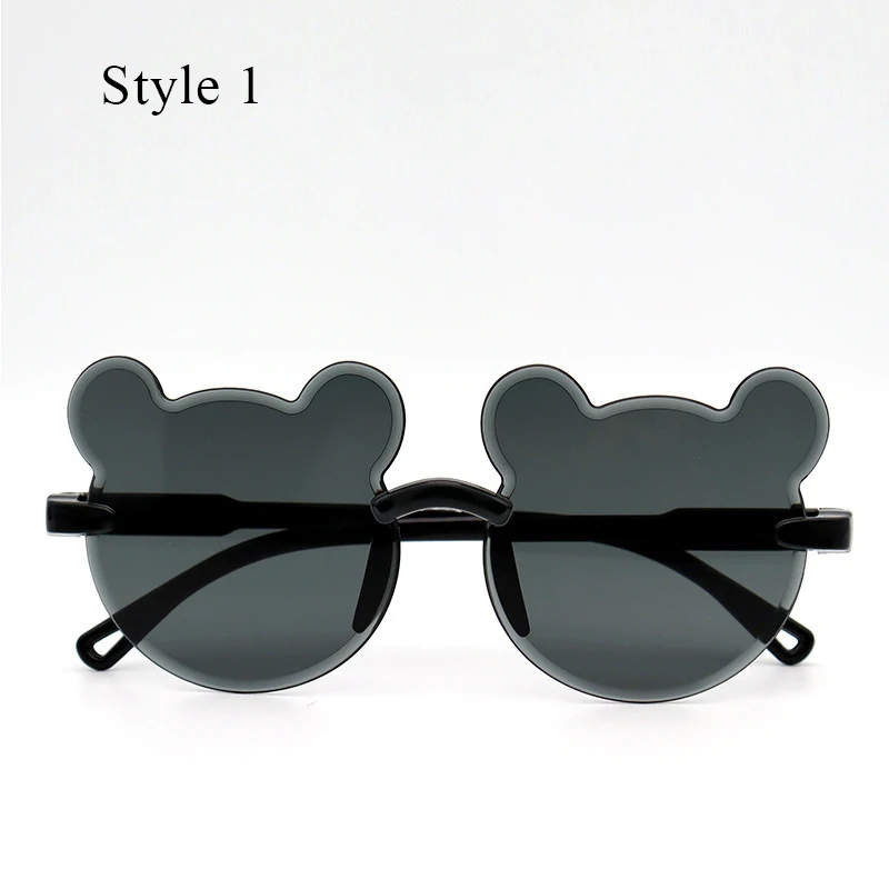 Lenses Color: green - Hot Sale!Children Cute Cartoon Bear Shape Sunglasses Boy Girls Summer Anti-UV UV400 Rimless Sun Glasses Kids Outdoor Sun Glasses