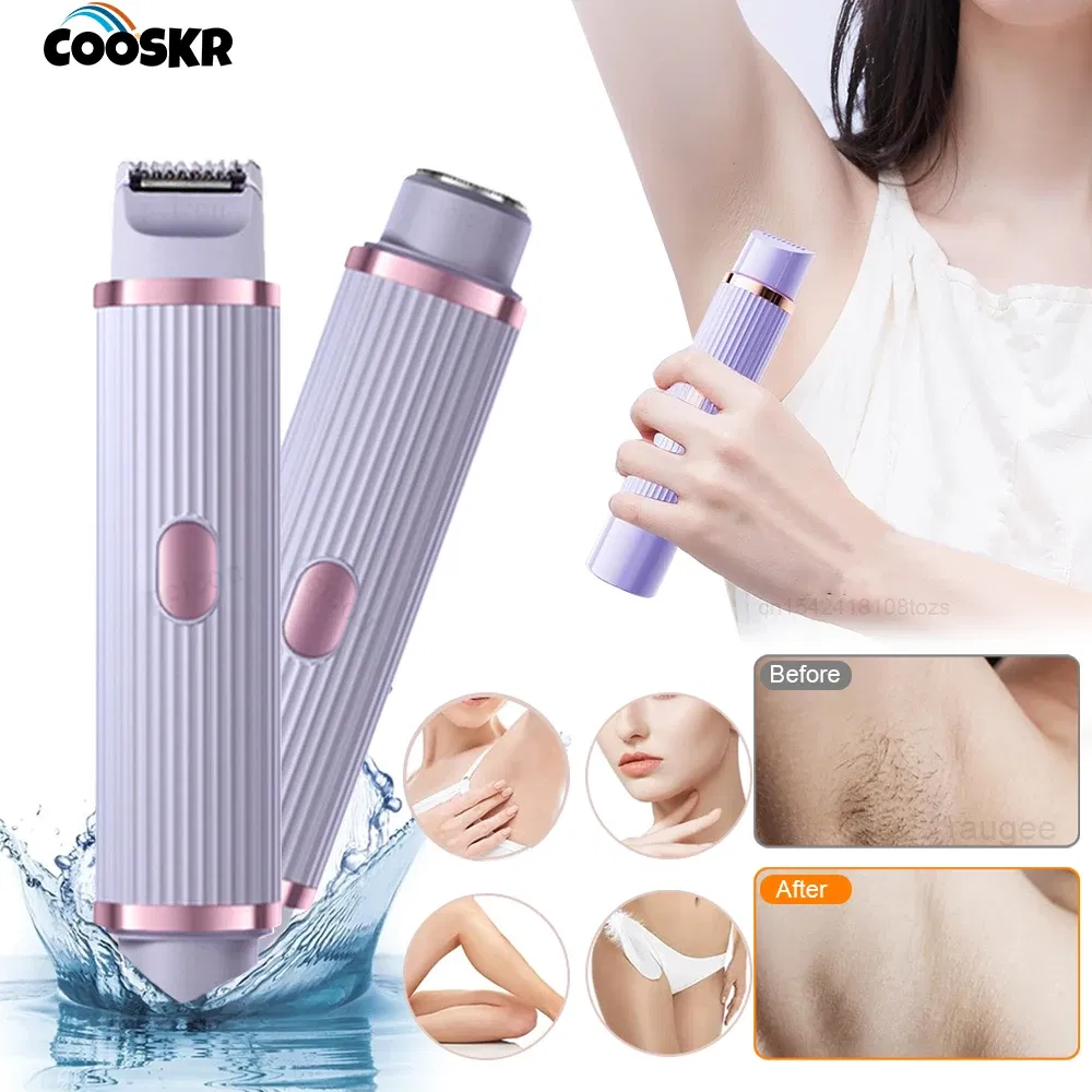 Color: PURPLE - Bikini Trimmer Electric Razor for Women Body Underarm Leg Shaver Female Electric Painless Epilator Facial Mustache Hair Remover