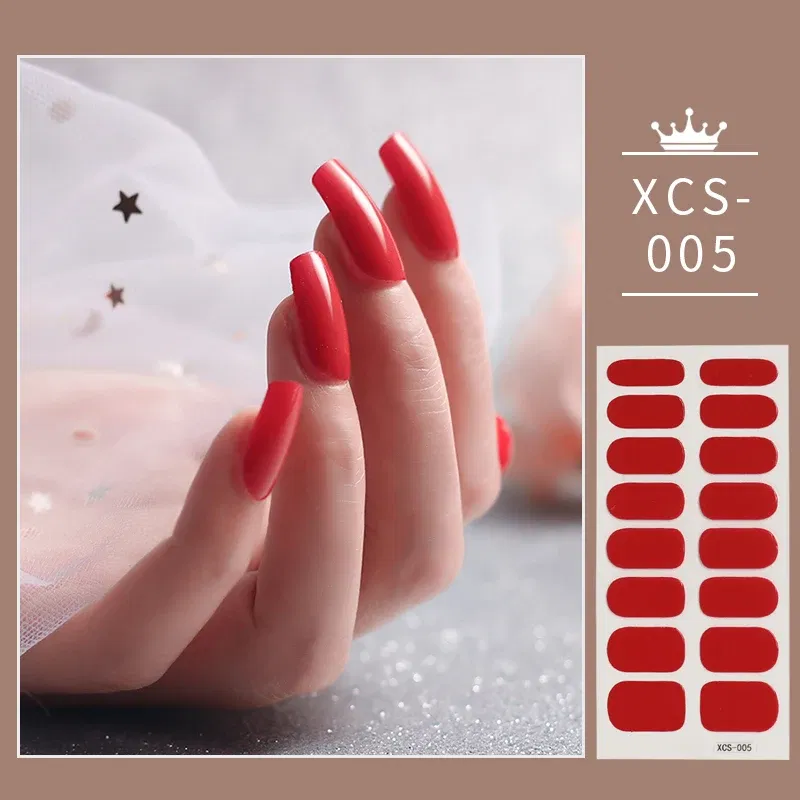 Color: Skin Color - Rose Red Shiny Twinkle Full Cover Nail Stickers Sticker For Nails Self Adhesive Nail Sticker Fashion Nail Stickers Beauty