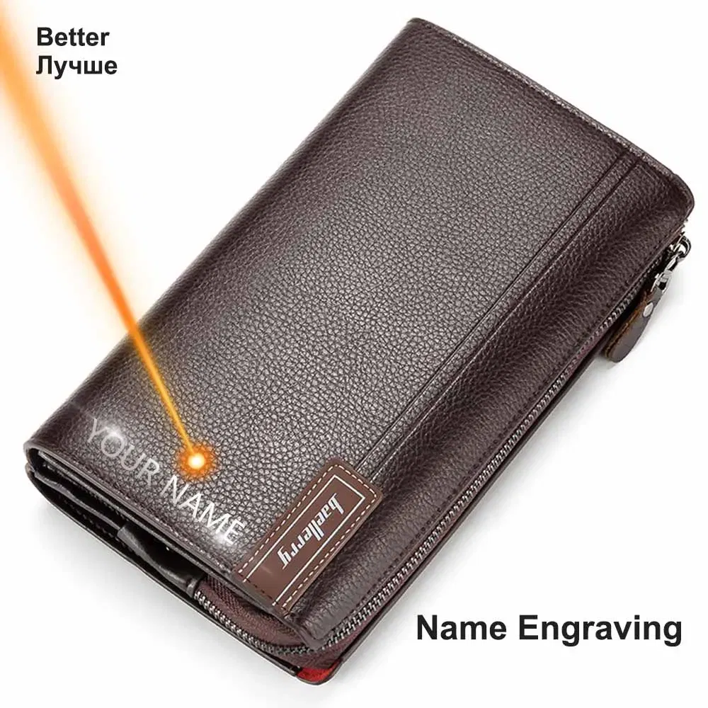 Color: light green - Baellerry Men Clutch Bag Large Capacity Men Wallets Cell Phone Pocket Passcard Pocket High Quality Multifunction Wallet For Men